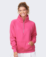 Pretreated Enza 31179 Ladies Boxy Half Zip Fleece - Hot Pink