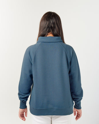 Pretreated Enza 31179 Ladies Boxy Half Zip Fleece - Stellar Blue - Back