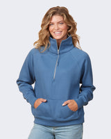 Pretreated Enza 31179 Ladies Boxy Half Zip Fleece - Stellar Blue