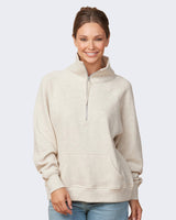 Pretreated Enza 31179 Ladies Boxy Half Zip Fleece - Oatmeal Heather