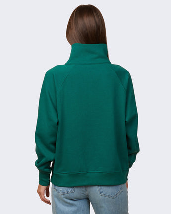 Pretreated Enza 31179 Ladies Boxy Half Zip Fleece - Alpine Green - Back