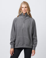 Pretreated Enza 31179 Ladies Boxy Half Zip Fleece - Dark Heather