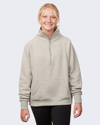 Pretreated Enza 31179 Ladies Boxy Half Zip Fleece - Dusty Olive
