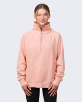 Pretreated Enza 31179 Ladies Boxy Half Zip Fleece - Silver Pink