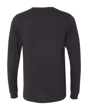 Pretreated BELLA+CANVAS 3501CVC Heather CVC Long Sleeve Tee - Black Heather - Back