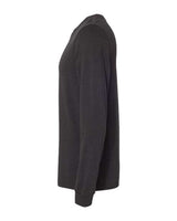 Pretreated BELLA+CANVAS 3501CVC Heather CVC Long Sleeve Tee - Black Heather - Side