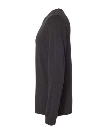 Pretreated BELLA+CANVAS 3501CVC Heather CVC Long Sleeve Tee - Black Heather - Side