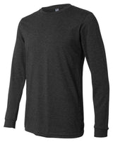 Pretreated BELLA+CANVAS 3501CVC Heather CVC Long Sleeve Tee - Dark Grey Heather - Side