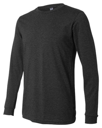 Pretreated BELLA+CANVAS 3501CVC Heather CVC Long Sleeve Tee - Dark Grey Heather - Side