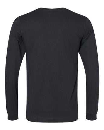 Pretreated BELLA+CANVAS 3501CVC Heather CVC Long Sleeve Tee - Solid Black Blend - Back