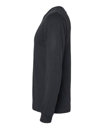 Pretreated BELLA+CANVAS 3501CVC Heather CVC Long Sleeve Tee - Solid Black Blend - Side