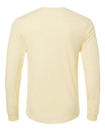 Pretreated BELLA+CANVAS 3501CVC Heather CVC Long Sleeve Tee - Heather French Vanilla - Back