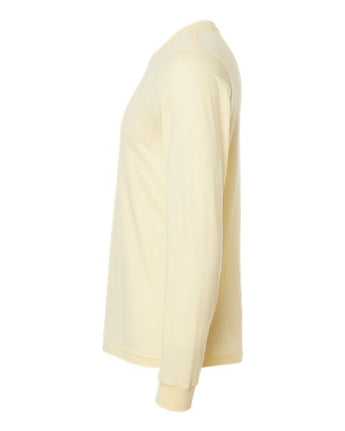 Pretreated BELLA+CANVAS 3501CVC Heather CVC Long Sleeve Tee - Heather French Vanilla - Side