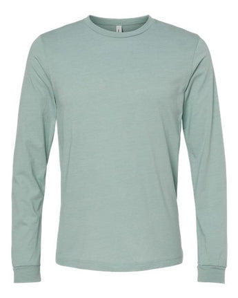 Pretreated BELLA+CANVAS 3501CVC Heather CVC Long Sleeve Tee - Heather Dusty Blue