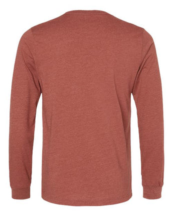 Pretreated BELLA+CANVAS 3501CVC Heather CVC Long Sleeve Tee - Heather Clay - Back