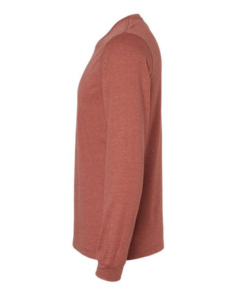 Pretreated BELLA+CANVAS 3501CVC Heather CVC Long Sleeve Tee - Heather Clay - Side