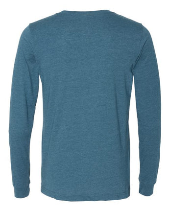 Pretreated BELLA+CANVAS 3501CVC Heather CVC Long Sleeve Tee - Heather Deep Teal - Back