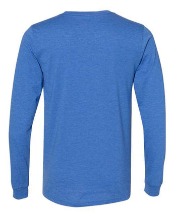 Pretreated BELLA+CANVAS 3501CVC Heather CVC Long Sleeve Tee - Heather True Royal - Back