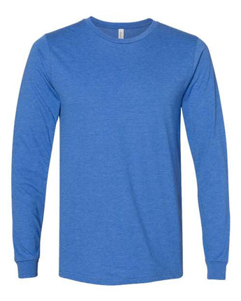Pretreated BELLA+CANVAS 3501CVC Heather CVC Long Sleeve Tee - Heather True Royal