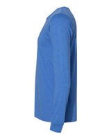 Pretreated BELLA+CANVAS 3501CVC Heather CVC Long Sleeve Tee - Heather True Royal - Side