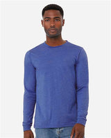 Pretreated BELLA+CANVAS 3501CVC Heather CVC Long Sleeve Tee - Heather True Royal - On Model