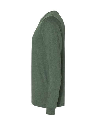 Pretreated BELLA+CANVAS 3501CVC Heather CVC Long Sleeve Tee - Heather Forest - Side