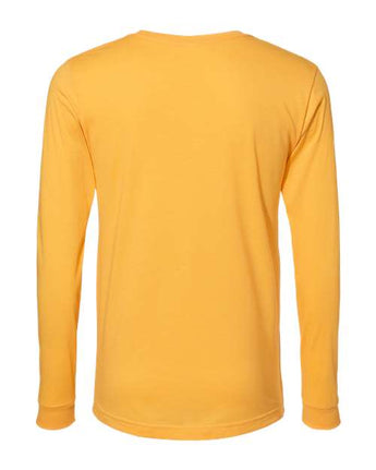 Pretreated BELLA+CANVAS 3501CVC Heather CVC Long Sleeve Tee - Heather Yellow Gold - Back