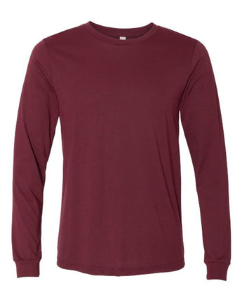 Pretreated BELLA+CANVAS 3501CVC Heather CVC Long Sleeve Tee - Heather Cardinal