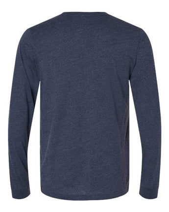 Pretreated BELLA+CANVAS 3501CVC Heather CVC Long Sleeve Tee - Heather Midnight Navy - Back