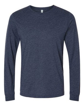 Pretreated BELLA+CANVAS 3501CVC Heather CVC Long Sleeve Tee - Heather Midnight Navy