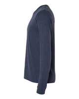 Pretreated BELLA+CANVAS 3501CVC Heather CVC Long Sleeve Tee - Heather Midnight Navy - Side