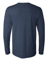 Pretreated BELLA+CANVAS 3501CVC Heather CVC Long Sleeve Tee - Heather Navy - Back