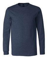 Pretreated BELLA+CANVAS 3501CVC Heather CVC Long Sleeve Tee - Heather Navy