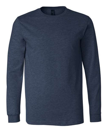 Pretreated BELLA+CANVAS 3501CVC Heather CVC Long Sleeve Tee - Heather Navy