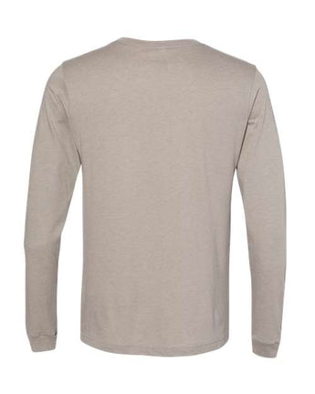 Pretreated BELLA+CANVAS 3501CVC Heather CVC Long Sleeve Tee - Heather Stone - Back