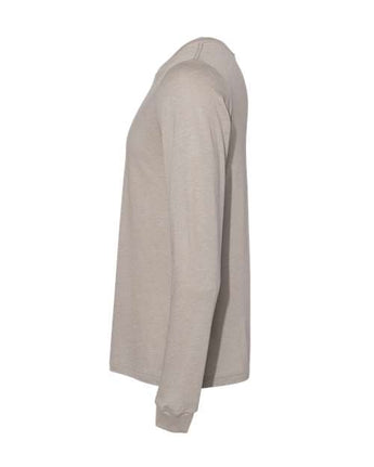 Pretreated BELLA+CANVAS 3501CVC Heather CVC Long Sleeve Tee - Heather Stone - Side