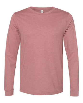 Pretreated BELLA+CANVAS 3501CVC Heather CVC Long Sleeve Tee - Heather Mauve