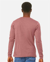 Pretreated BELLA+CANVAS 3501CVC Heather CVC Long Sleeve Tee - Heather Mauve - On Model - Back