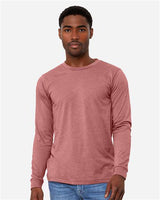 Pretreated BELLA+CANVAS 3501CVC Heather CVC Long Sleeve Tee - Heather Mauve - On Model