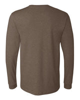 Pretreated BELLA+CANVAS 3501CVC Heather CVC Long Sleeve Tee - Heather Brown - Back