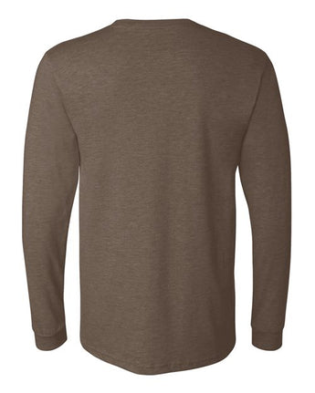 Pretreated BELLA+CANVAS 3501CVC Heather CVC Long Sleeve Tee - Heather Brown - Back