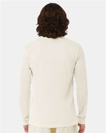 Pretreated BELLA+CANVAS 3501CVC Heather CVC Long Sleeve Tee - Heather Natural - On Model - Back