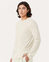 Pretreated BELLA+CANVAS 3501CVC Heather CVC Long Sleeve Tee - Heather Natural - On Model - Side