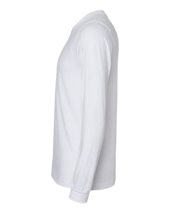 Pretreated BELLA+CANVAS 3501CVC Heather CVC Long Sleeve Tee - Solid White Blend - Side
