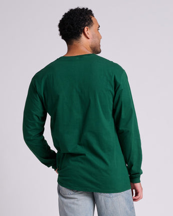 Pretreated JERZEES 363L Classics Unisex Long Sleeve T-Shirt - Forest Green - Back