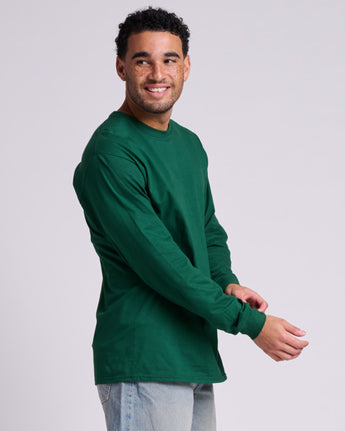 Pretreated JERZEES 363L Classics Unisex Long Sleeve T-Shirt - Forest Green - Side