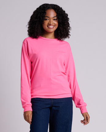 Pretreated JERZEES 363L Classics Unisex Long Sleeve T-Shirt - Neon Pink
