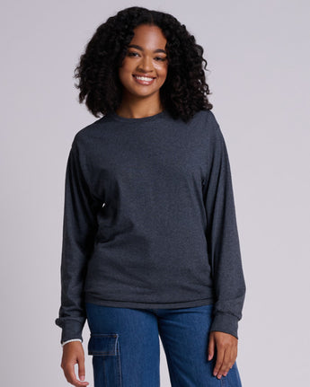 Pretreated JERZEES 363L Classics Unisex Long Sleeve T-Shirt - Black Heather