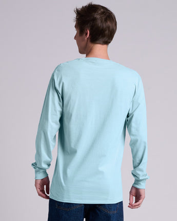 Pretreated JERZEES 363L Classics Unisex Long Sleeve T-Shirt - Breezy Blue - Back