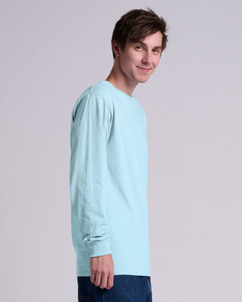 Pretreated JERZEES 363L Classics Unisex Long Sleeve T-Shirt - Breezy Blue - Side